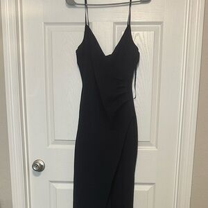 Elegant Black Spaghetti Strap slit Dress